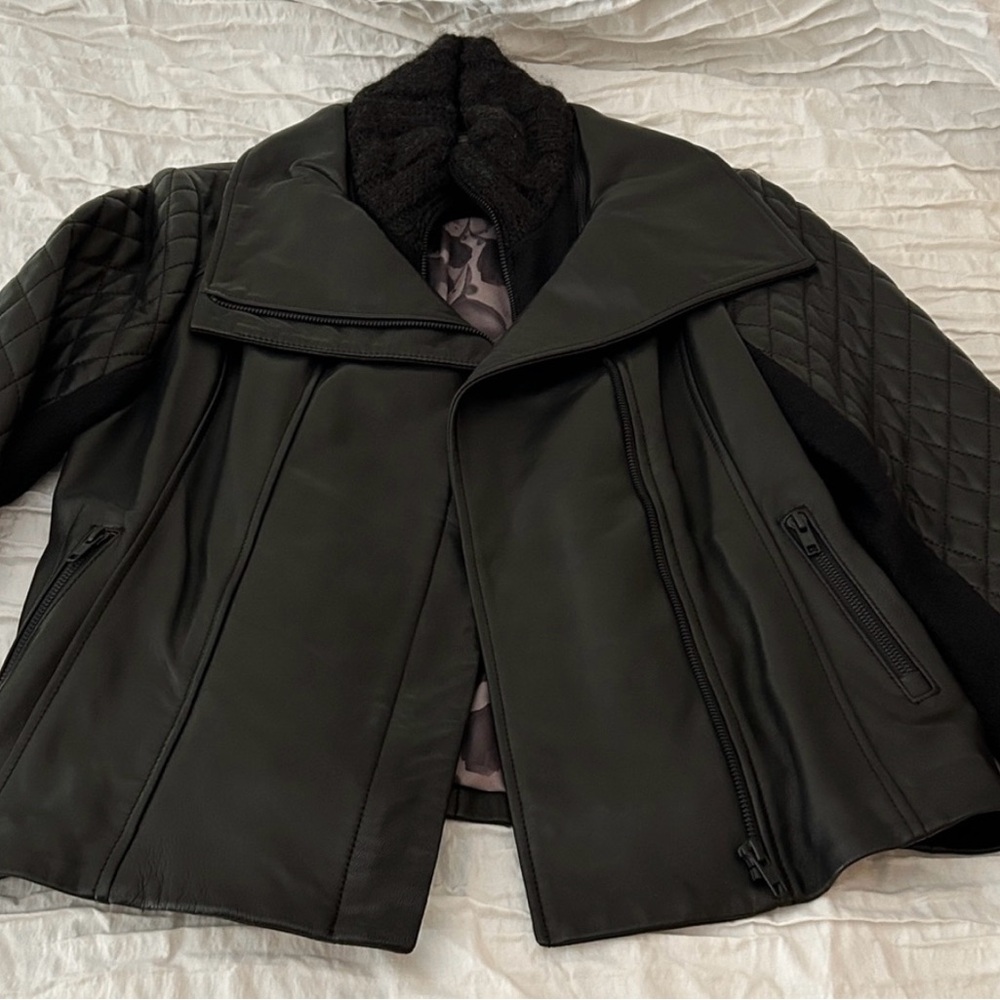 Soia & Kyo Black Leather Jacket removable lining.